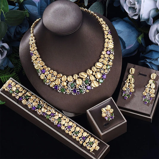 2022 Hot Sale New Bride Jewelry Set New Fashion Dubai Complete Jewelry Set Suitable for Women's Wedding Party Accessories Design